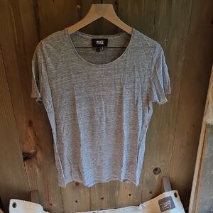 PAIGE 100% Linen Gray Short Sleeve Top